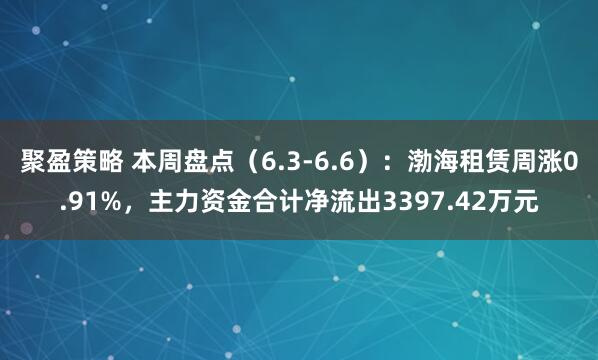 聚盈策略 本周盘点（6.3-6.6）：渤海租赁周涨0.91%，主力资金合计净流出3397.42万元