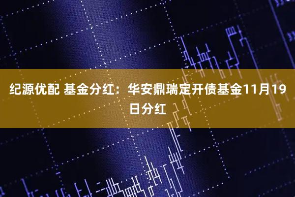 纪源优配 基金分红：华安鼎瑞定开债基金11月19日分红