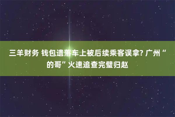 三羊财务 钱包遗落车上被后续乘客误拿? 广州“的哥”火速追查完璧归赵